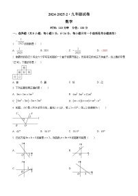 陕西省西安市湖滨学校2025届九年级下学期 数学第二次模拟测试