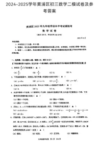 2025年上海市黄浦区初三数学中考二模试卷及其答案