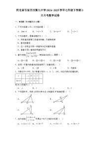 河北省石家庄市第九中学2024-2025学年七年级下学期3月月考 数学试卷（含解析）