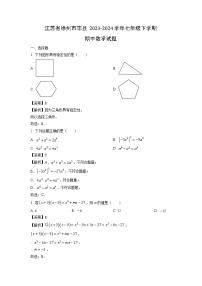江苏省徐州市丰县2023-2024学年七年级下学期期中数学试卷（解析版）