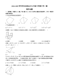 河北省保定市2024-2025学年九年级下学期中考一模数学试题