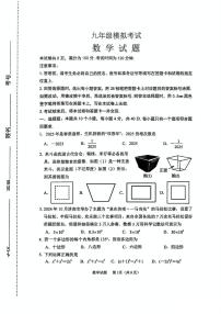 2025年山东省济南市济阳区九年级中考一模数学试题（含答案）