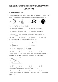 山东省济南外国语学校2024-2025学年八年级下学期3月月考 数学试题（含解析）