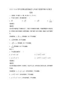 2023-2024学年安徽合肥瑶海区七年级下册数学期中试卷及答案
