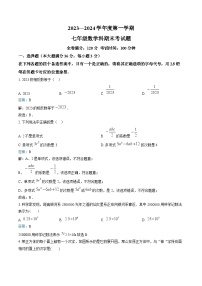 海南省省直辖县级行政单位2023-2024学年七年级上学期期末考试数学试卷(含解析)
