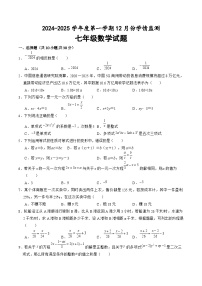 山东省济宁市金乡县2024-2025学年七年级上学期12月学情监测数学试卷(含答案)