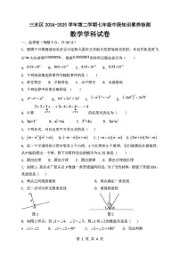 广东省佛山市三水区部分学校2024-2025学年七年级下数学期中试卷