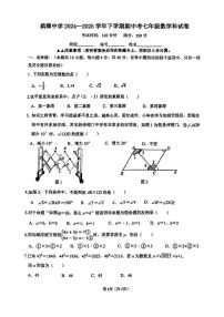 福建省厦门市槟榔中学2024-2025学年七年级下数学期中考试试题（无答案）