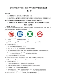 四川省泸县第二中学2025届九年级上学期1月期末考试数学试卷(含答案)