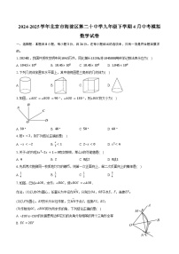 2024-2025学年北京市海淀区第二十中学九年级下学期4月中考模拟数学试卷（含答案）