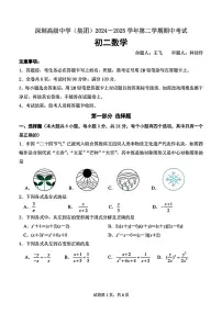 广东省深圳市深圳高级中学2024-2025学年八年级下数学期中试卷
