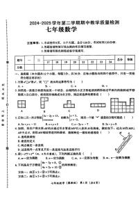 河北省唐山市部分学校2024-2025学年七年级下数学期中试卷