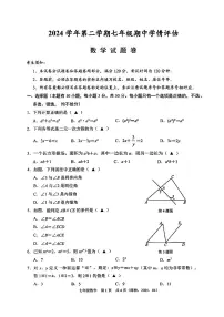 浙江省台州市部分学校2024-2025学年七年级下数学期中试卷