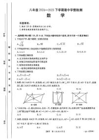 河南省商丘市睢县2024-2025学年八年级下数学期中试卷