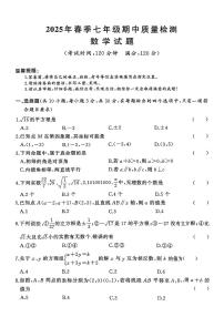 湖北省鄂州市黄冈市2024-2025学年七年级下数学期中试卷