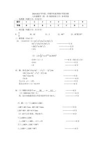 深圳龙岗区2024-2025学年第二学期七年级期中考试数学答案