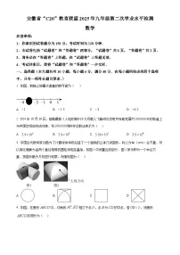 2025年安徽省C20教育联盟九年级第二次学业水平（二模）检测数学试题 （原卷版+解析版）