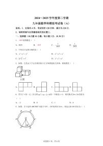 2024-2025学年 广东省汕头市潮南区峡山街道中考一模数学试题（含答案）