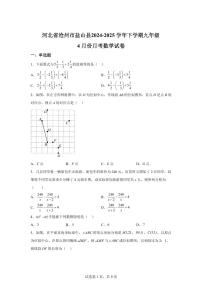 2024-2025学年 河北省沧州市盐山县下册九年级4月份月考数学试卷（含答案）