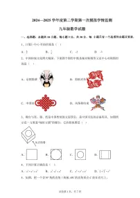 2024-2025学年 山东省济宁市济宁高新技术产业开发区九年级中考一模数学试题（含答案）