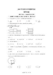 2024-2025学年 安徽省安庆市中考一模数学试卷（含答案）