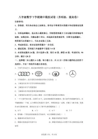 2024-2025学年 八年级数学下册期中模拟试卷（苏科版第7~9章提高卷）八年级数学下册期中真题检测试题