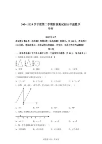 2024-2025学年 北京市东城区九年级下数学4月月考试题(含答案)