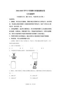 2024-2025学年 福建省三明市宁化县九年级下册期中考试数学试题（含答案）