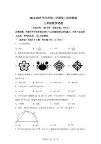 2024-2025学年 江苏省连云港市新海初级中学九年级下册数学第二次月考试题（含答案）