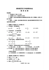 2025届上海市浦东区中考二模数学试卷（含答案）