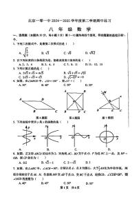 2025北京一零一中初二（下）期中真题数学试卷