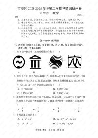 2025年宝安区中考二模数学试题+答案