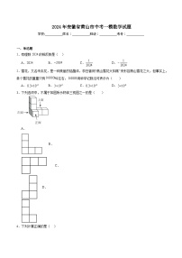 安徽省黄山市2024届九年级下学期中考一模数学试卷(含解析)