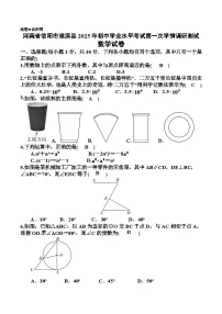 河南省信阳市淮滨县2025届初中学业水平考试第一次学情调研测试数学试卷(含答案)