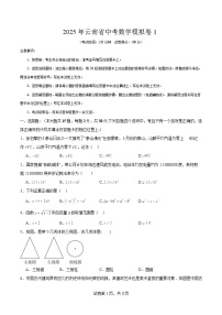 云南省2025届九年级下学期中考模拟1数学试卷(含答案)