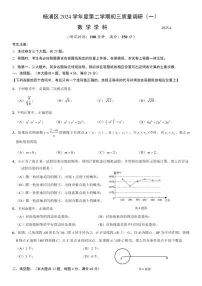 2025年上海市杨浦区初三二模数学试卷和答案