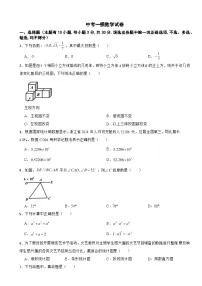 浙江省2025年第二学期中考一模数学试卷附答案