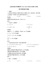 江苏省常州市溧阳市2023-2024学年七年级下学期期中模拟数学试卷（解析版）