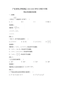 广东省佛山市顺德区2023-2024学年八年级下学期期末考试数学试卷（解析版）