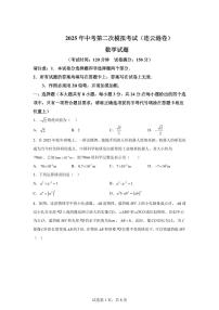 数学（江苏连云港专用）：2025届中考适应性考试模拟检测试题（二模）含解析