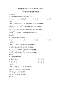 福建省厦门市2023-2024学年八年级下学期期中考试数学试卷（解析版）