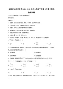 湖南省长沙市联考2024-2025学年七年级下学期4月期中数学检测试题（附答案）