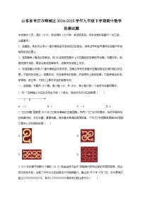 山东省枣庄市峄城区2024-2025学年九年级下学期期中数学检测试题（附答案）