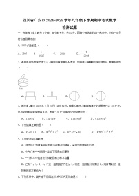 四川省广安市2024-2025学年九年级下学期期中考试数学检测试题（附答案）