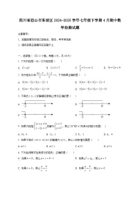 四川省眉山市东坡区2024-2025学年七年级下学期4月期中数学检测试题（附答案）