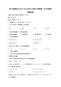 四川省绵阳市2024-2025学年八年级下学期第一次月考数学检测试卷（附答案）