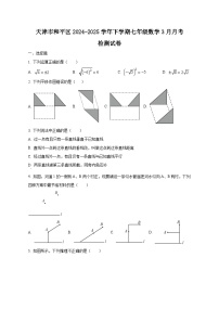 天津市和平区2024-2025学年下学期七年级数学3月月考检测试卷（附答案）