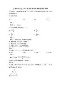 上海市闵行区2025年九年级中考适应性数学试卷（解析版）
