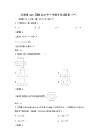 安徽省A16联盟2025年中考模拟（一）数学试卷（解析版）