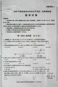 2025年陕西省初中数学学业水平考试全真模拟卷及答案